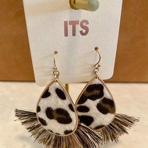 Leopard print tassel earrings